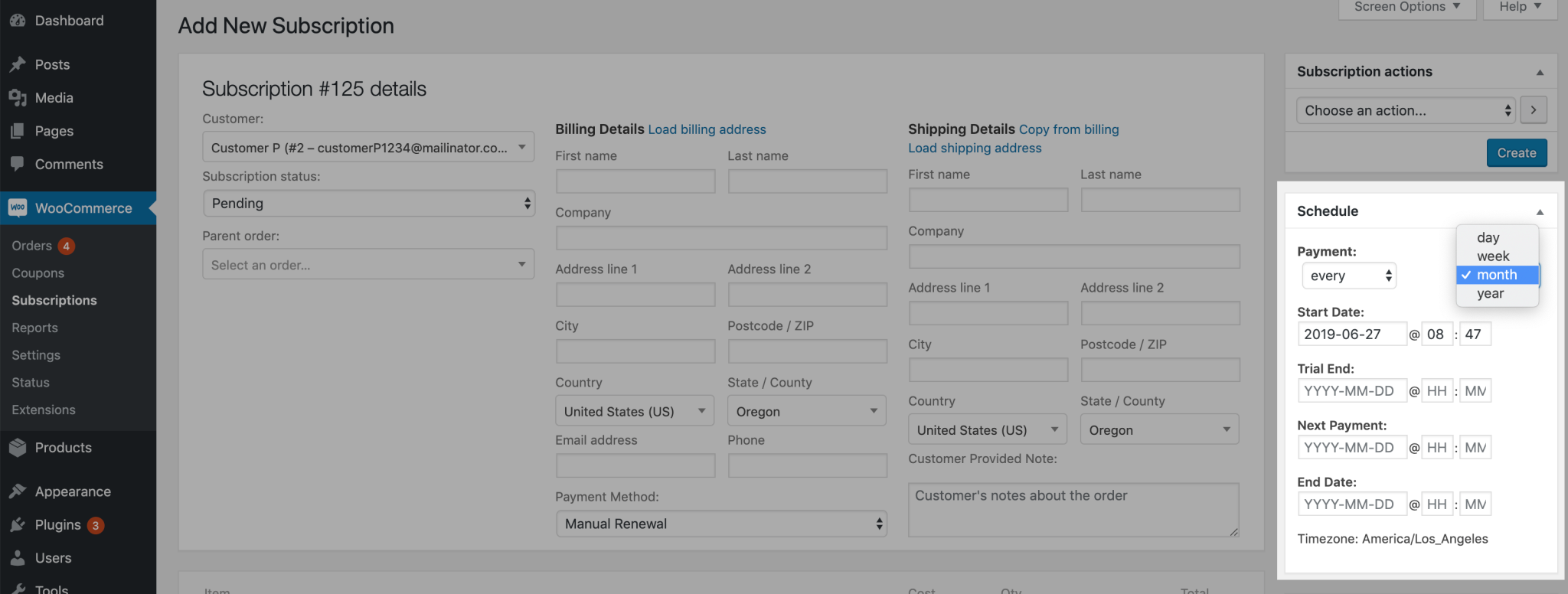 Work on one billing schedule