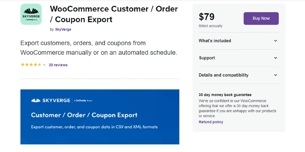 WooCommerce Customer / Order / Coupon Export screenshot
