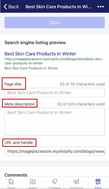 how to edit the search engine listing for a blog post