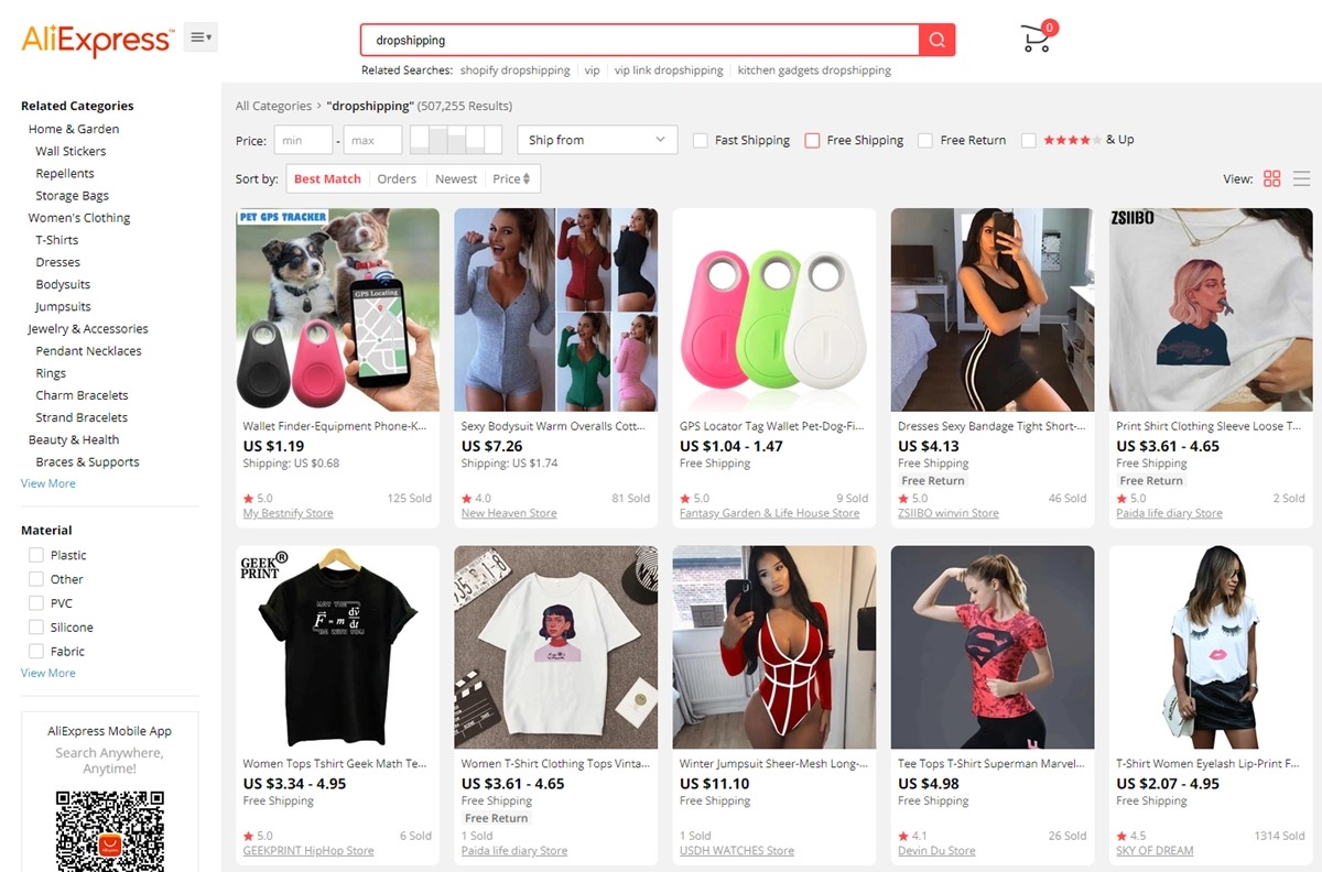 find Shopify dropshipping suppliers on AliExpress