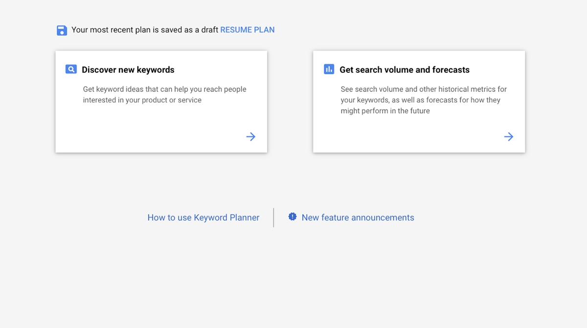 Google Adwords Keyword Planner