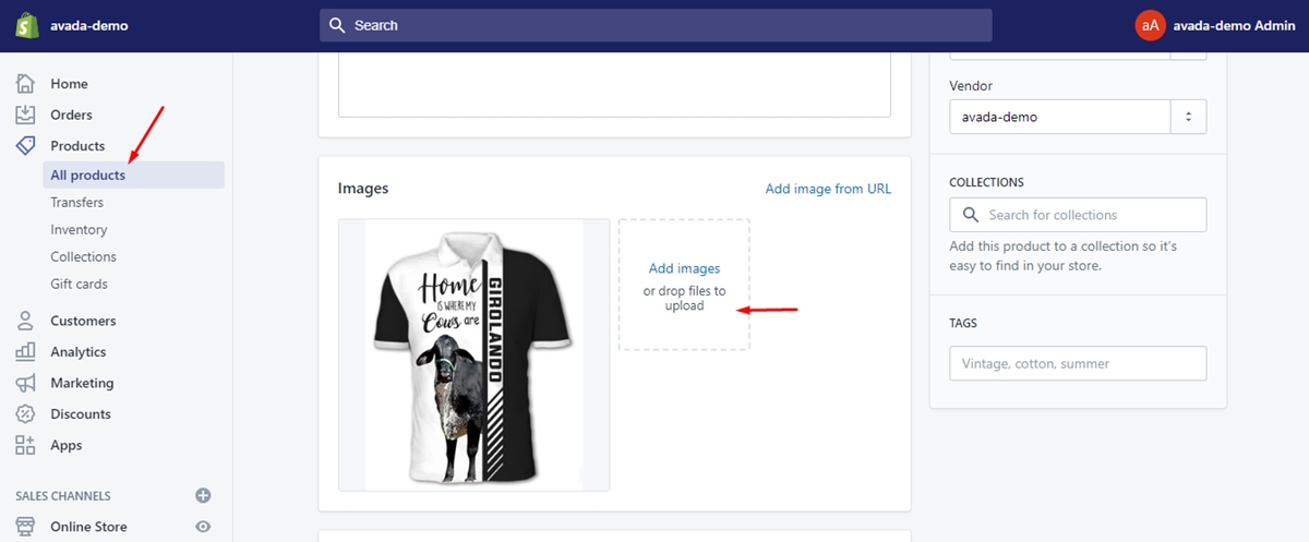 Add images in Shopify