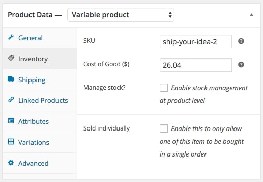 Variable product costs
