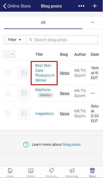how to hide a blog post
