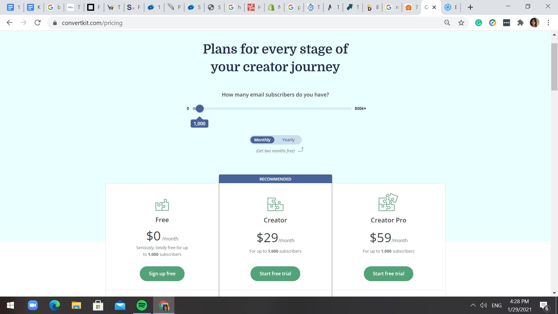 ConvertKit’s pricing plans