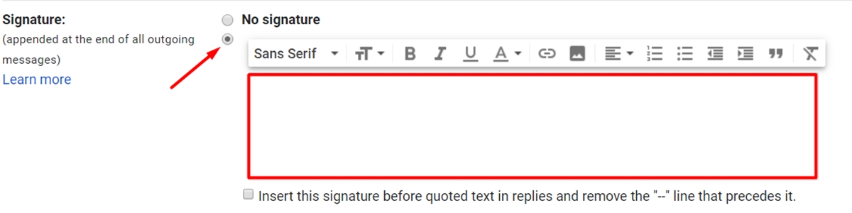 The Signature section in the email