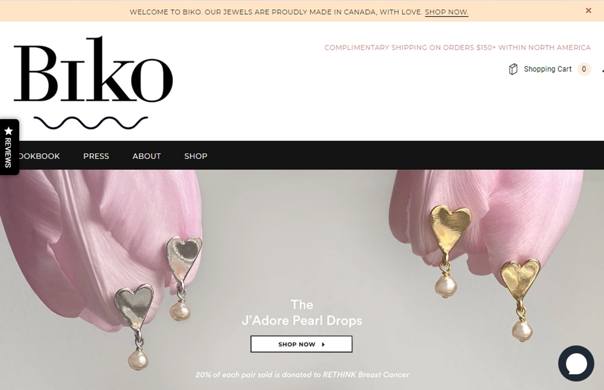 Top Grossing Shopify Plus Stores: Biko Jewelry