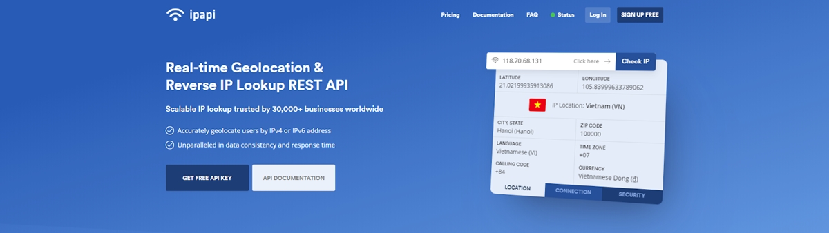 IP address location - Ipapi