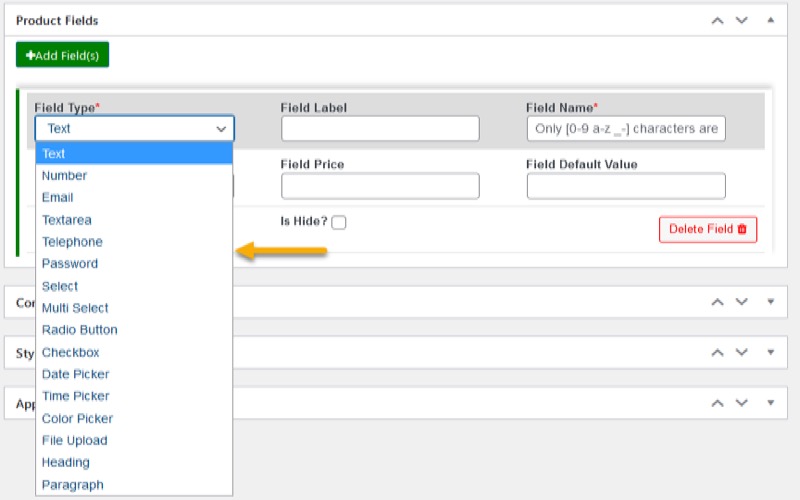 Create field name