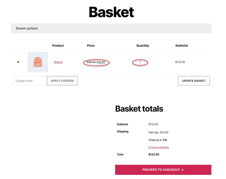 cart page