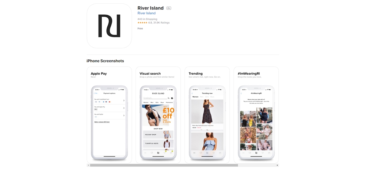 examples of superb mobile eCommerce: River Island