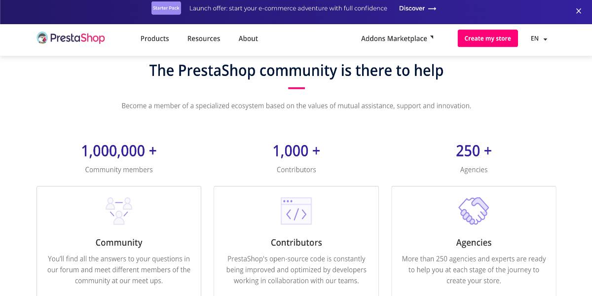 PrestaShop has huge community