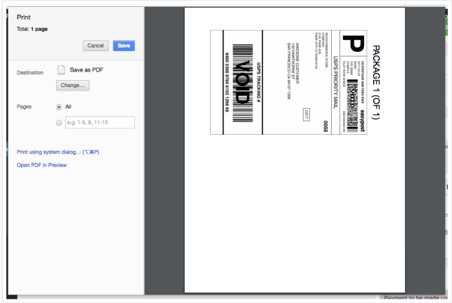 Step 8: View the shipping label