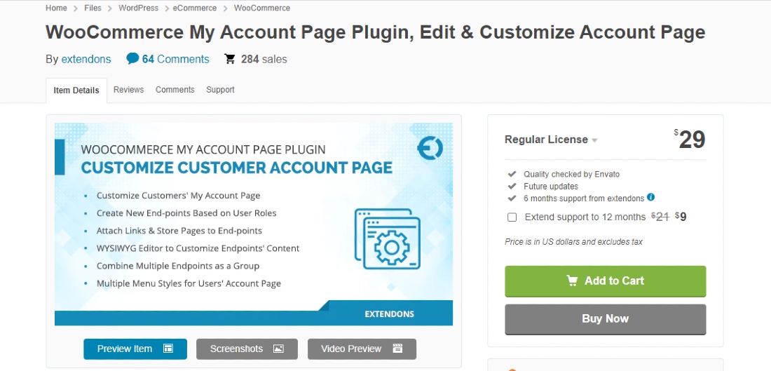 WooCommerce My Account Page Plugin screenshot