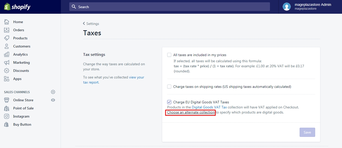 apply the digital goods VAT rates to a different collection