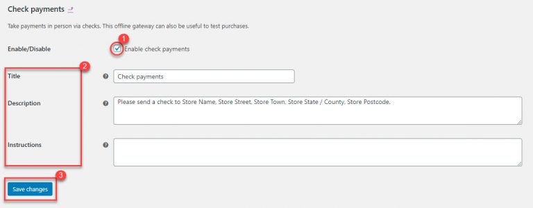 Check payment setup