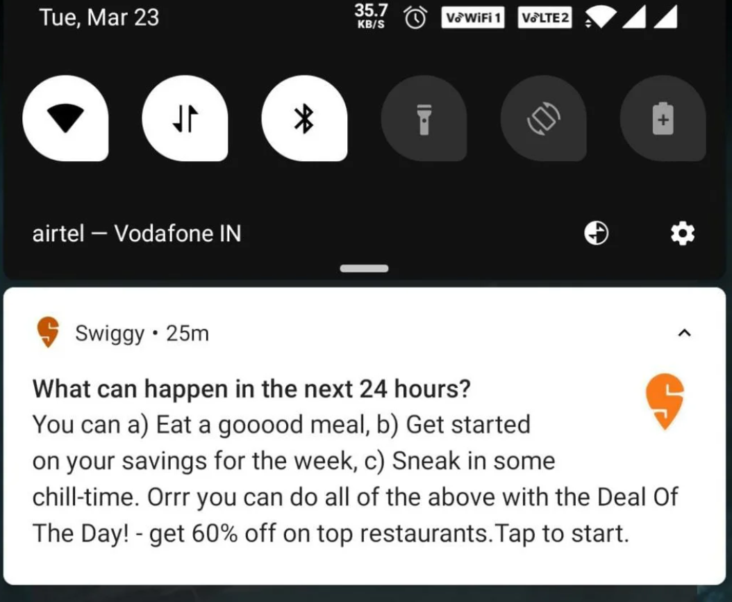 Mobile app push notification 