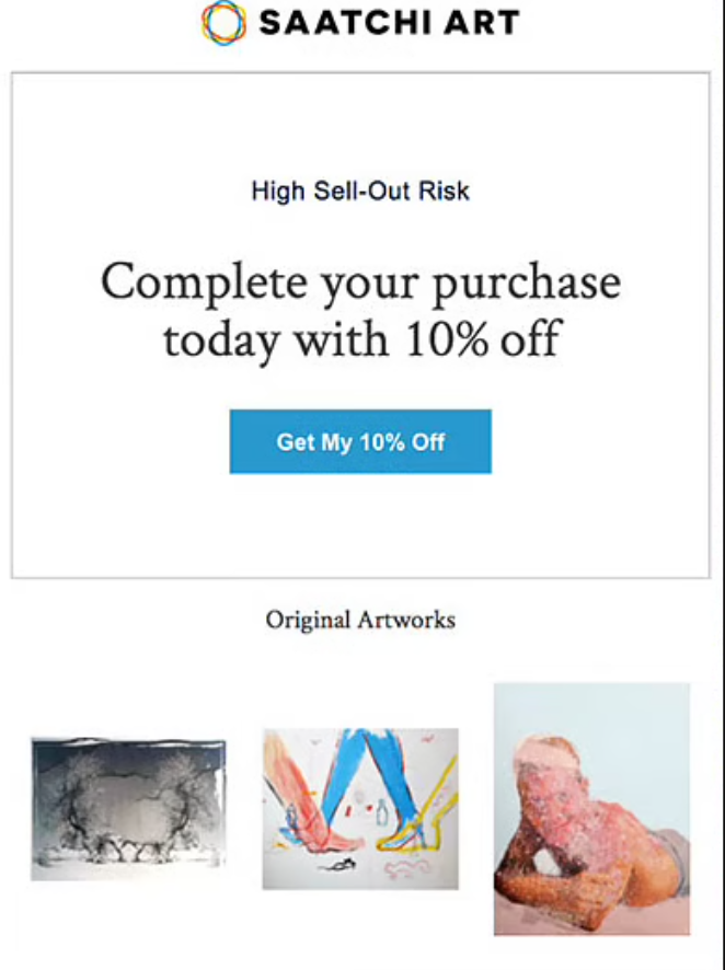 Grab the offer email template example from Saatchi Art