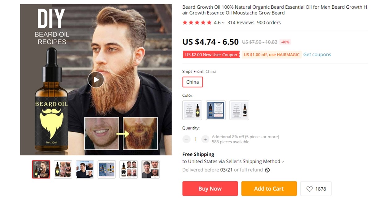 Best dropshipping Beauty and Health products: Beard oil