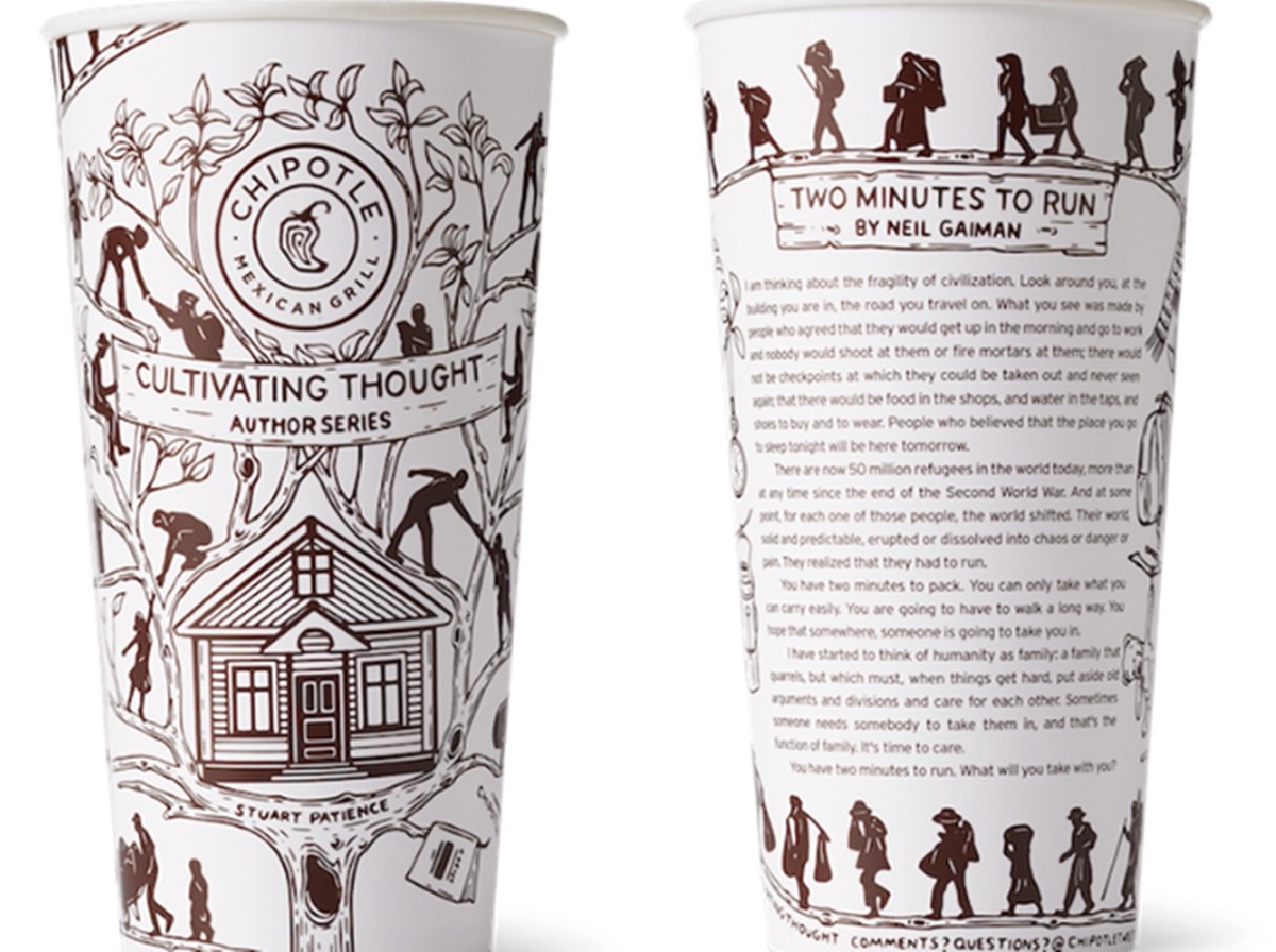 Chipotle cups with the “Cultivating Thought” idea