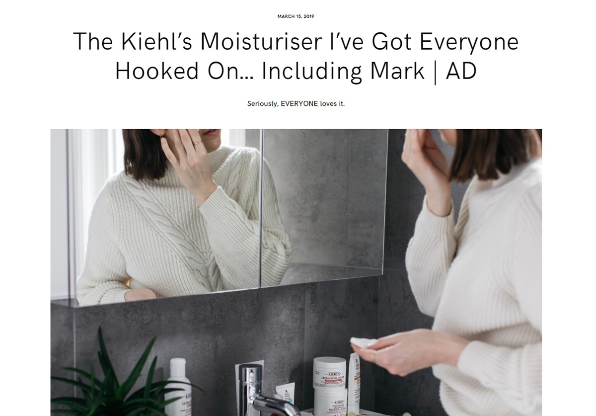 Anna Newton's blog post about Kiehl's products