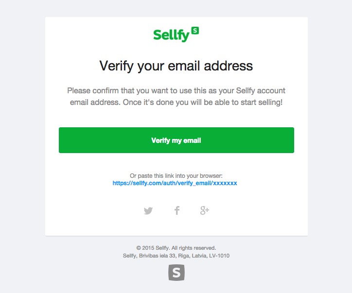 sellfy verification email