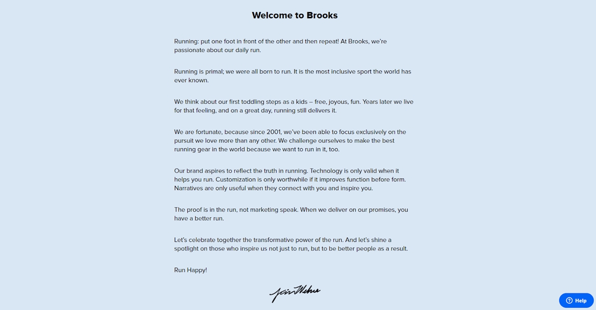 ecommerce copywriting example: Brooks Running