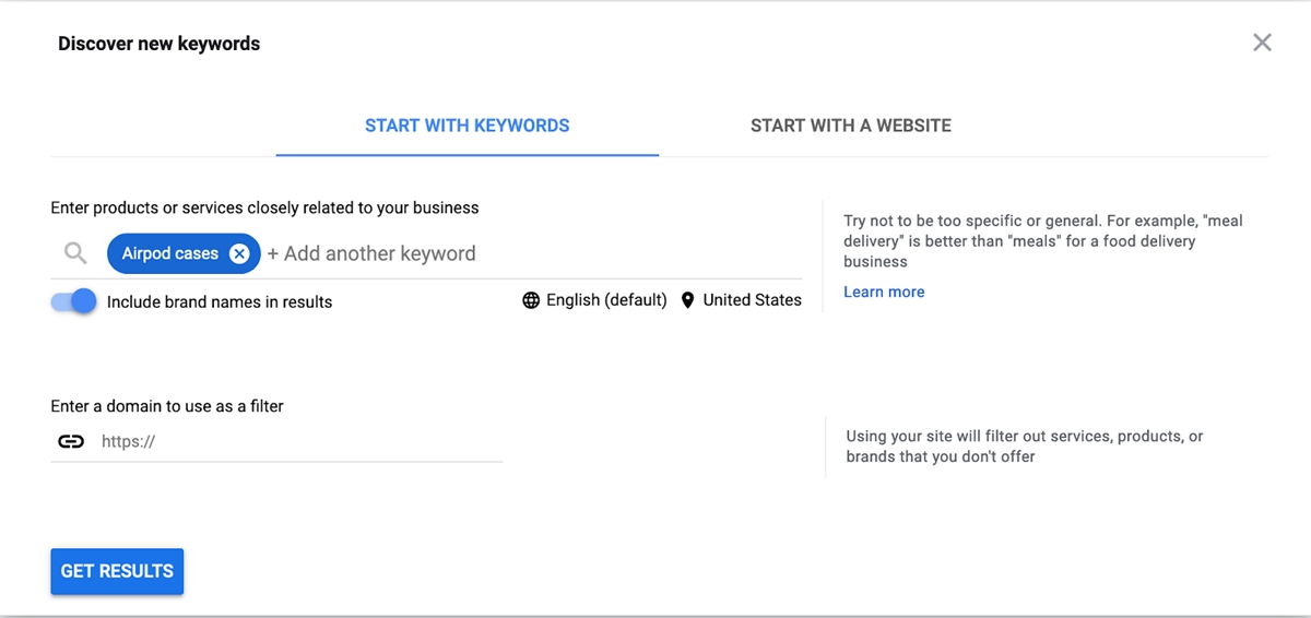 AliExpress dropshipping center: use Google Keyword Planner