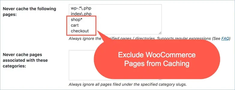 Eliminate WooCommerce pages from caching