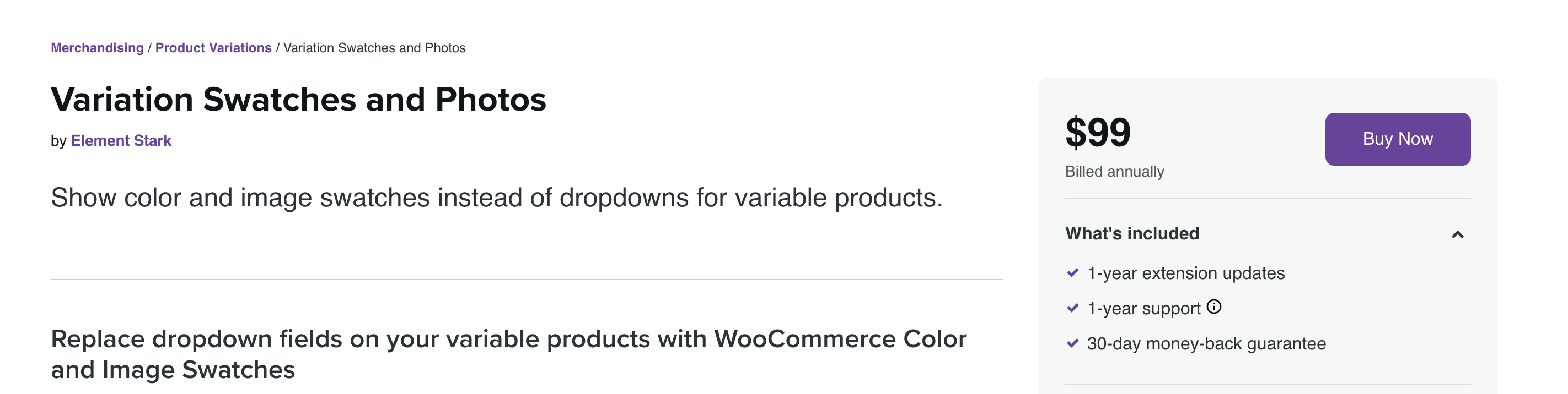 WooCommerce Variation Swatches and Photos