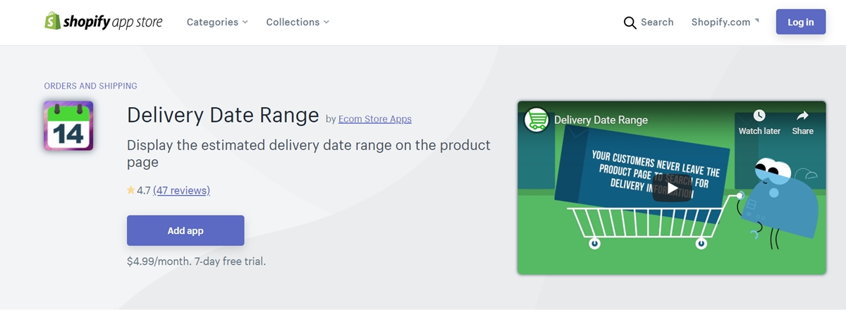 Delivery Date Range by Ecom store apps