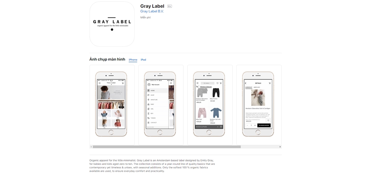 examples of superb mobile eCommerce: Gray Label