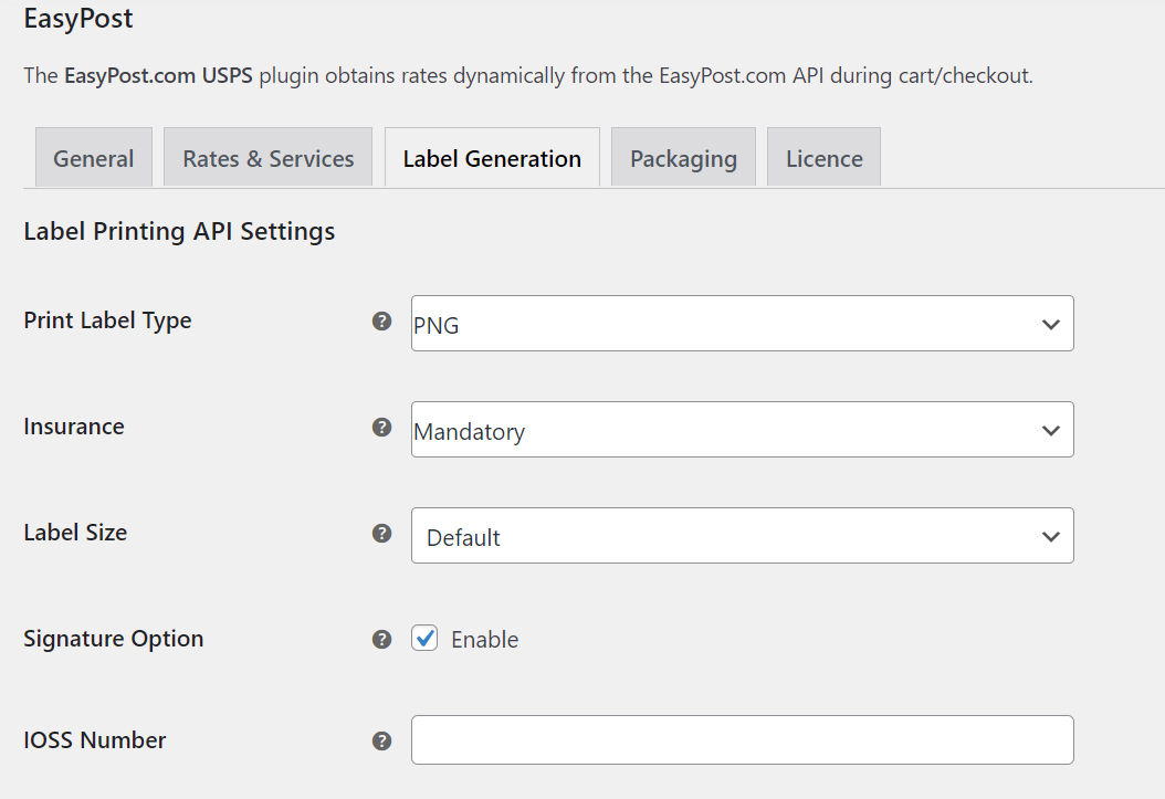 label settings