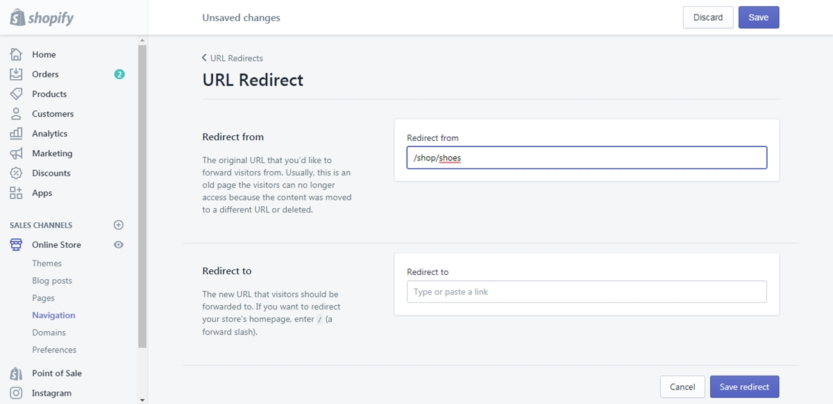 create a URL redirect