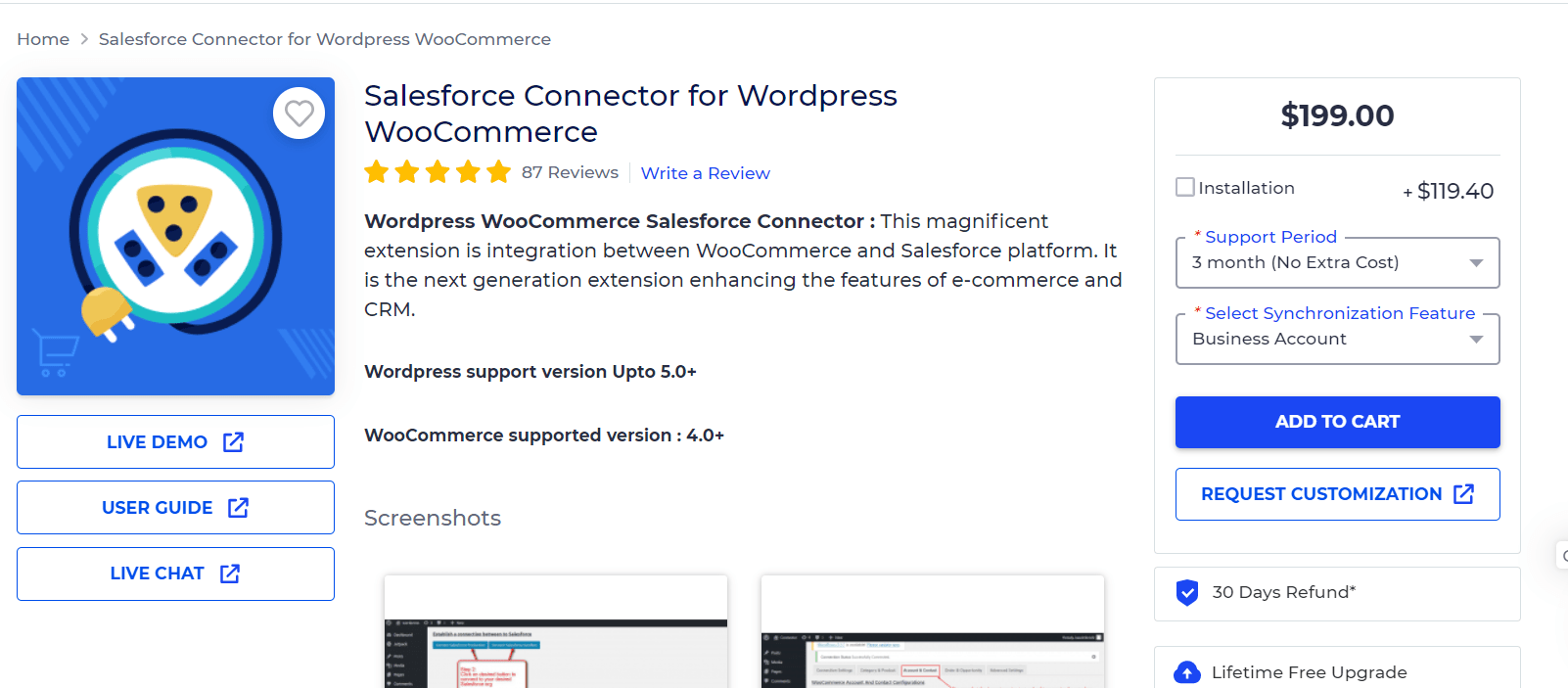 Salesforce Connector for WordPress WooCommerce 