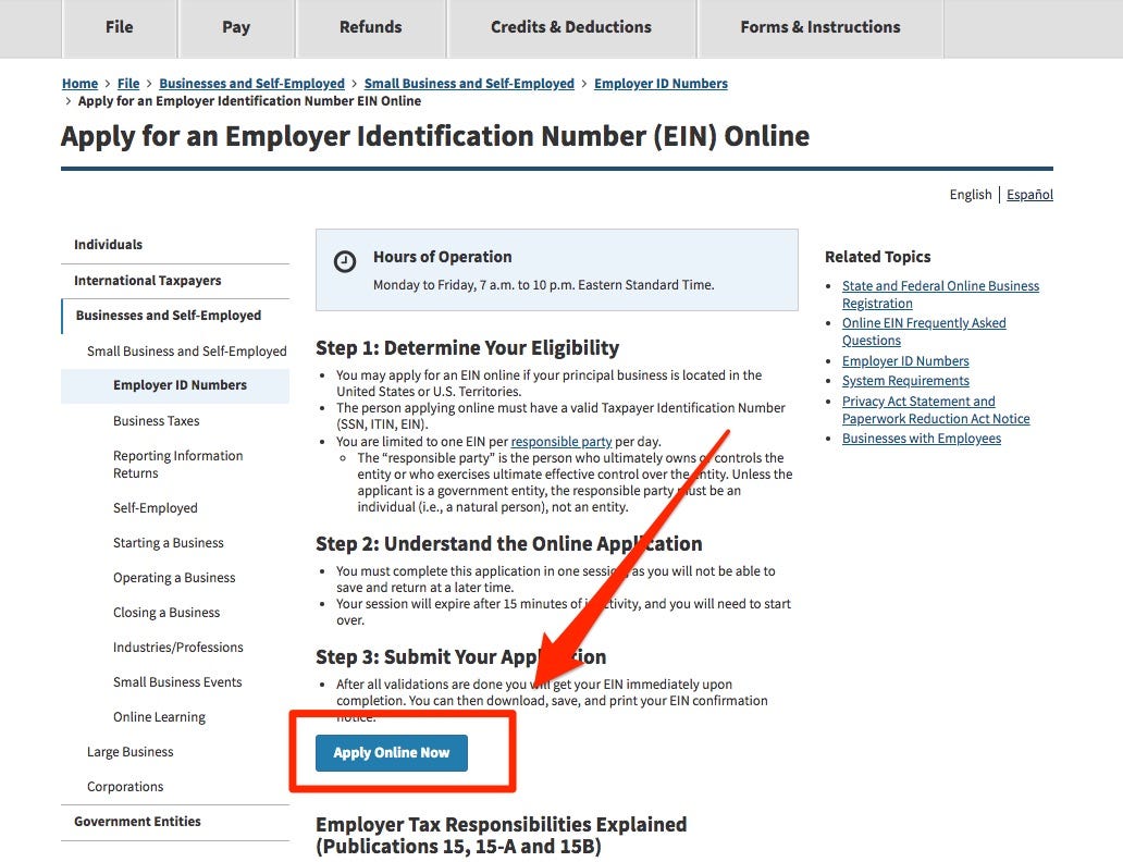You can apply for an EIN with the IRS online for free