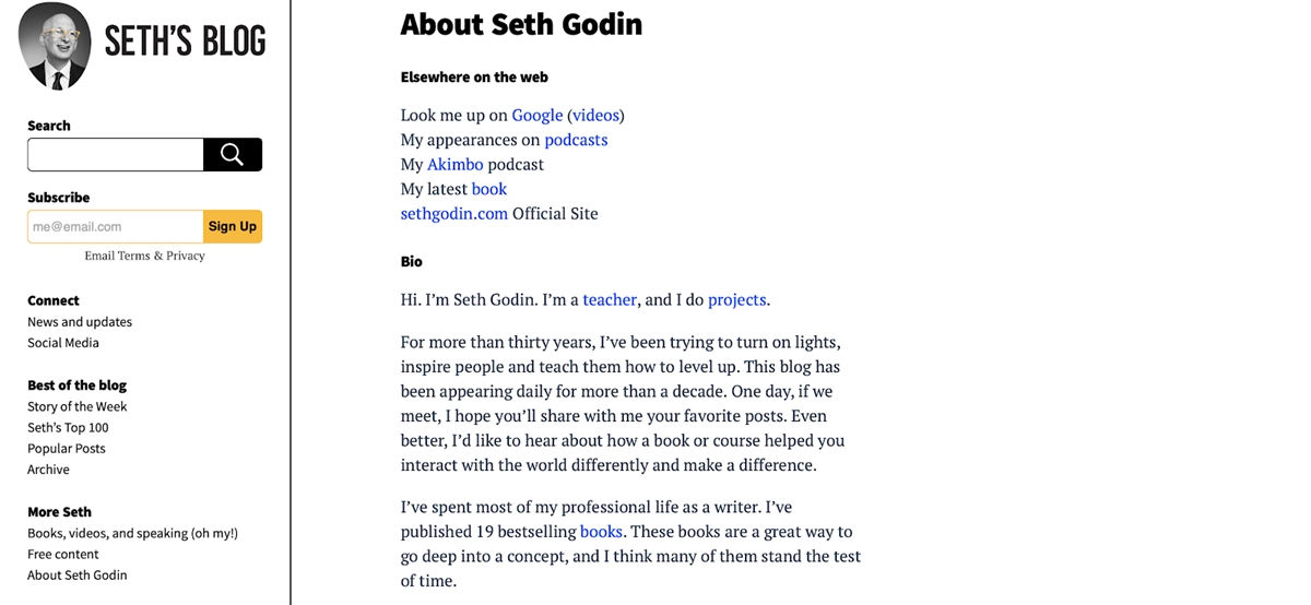 Seth Godin’s website