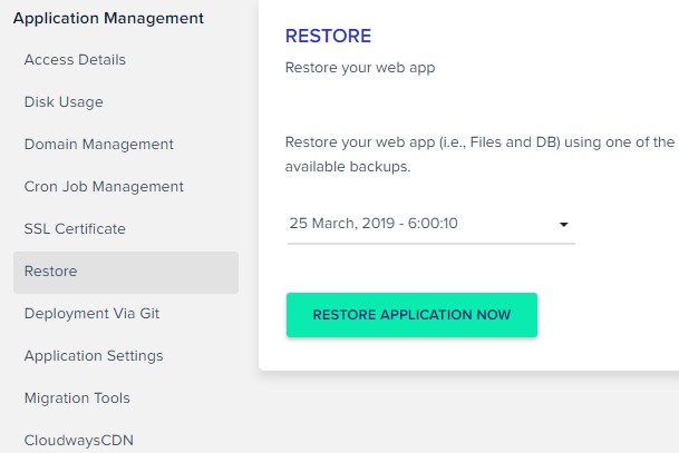 Restore Application Now
