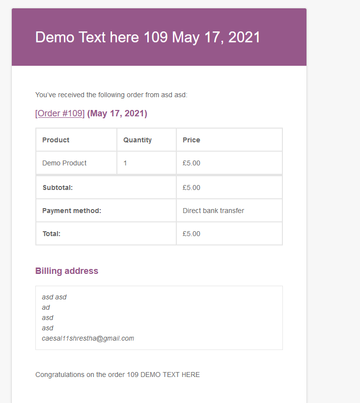 Preview the email template