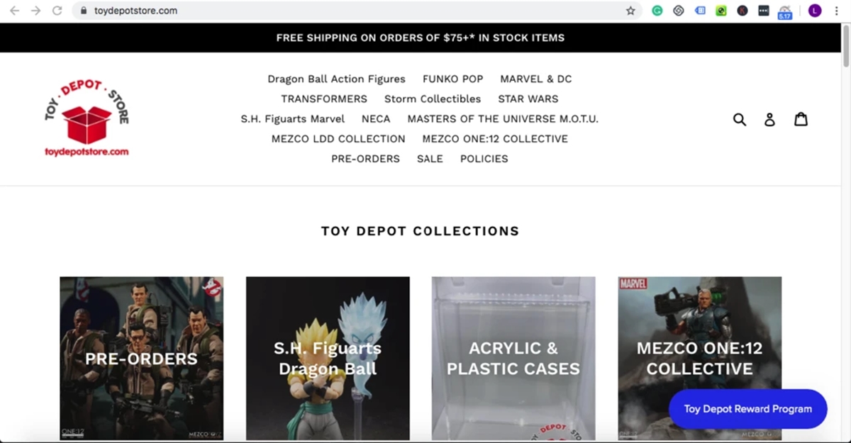 Examples of Shopify stores using the Debut theme: Toy Depot Store