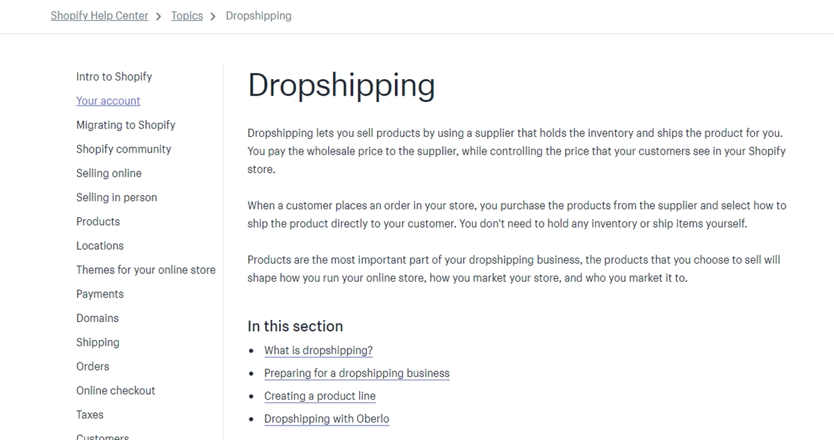 Shopify Dropshipping Policy