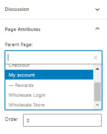 Choose Parent page