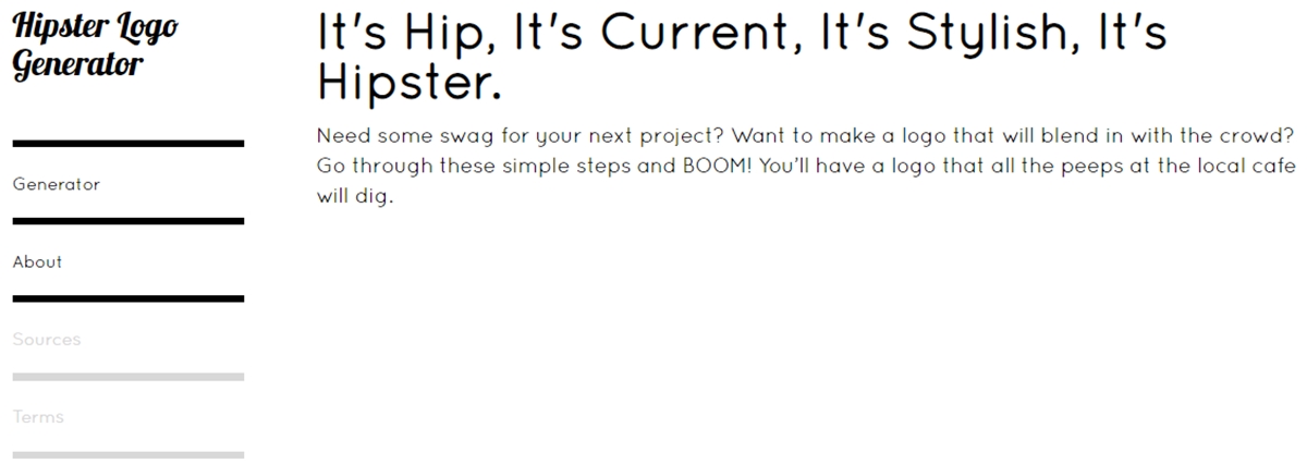 Hipster Logo Generator’s official webpage