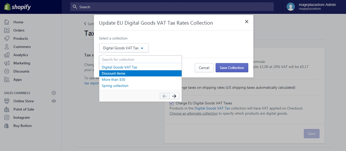 apply the digital goods VAT rates to a different collection