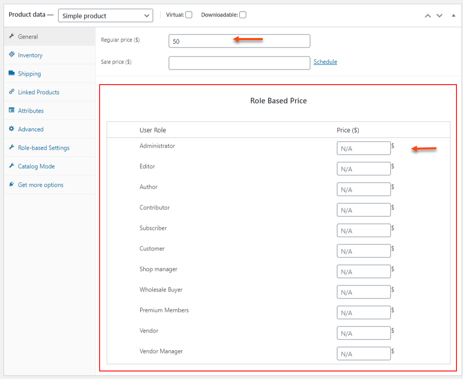 product data meta box