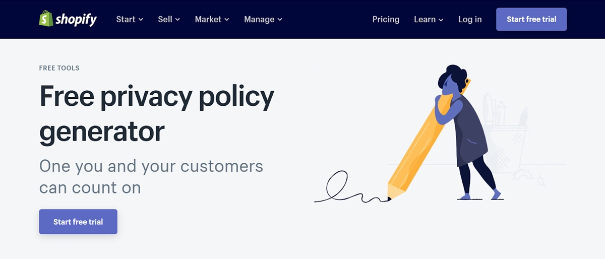 Shopify’s privacy policy generator