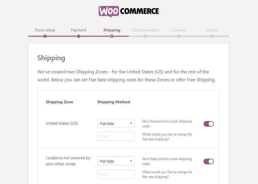 Customize the shipping options