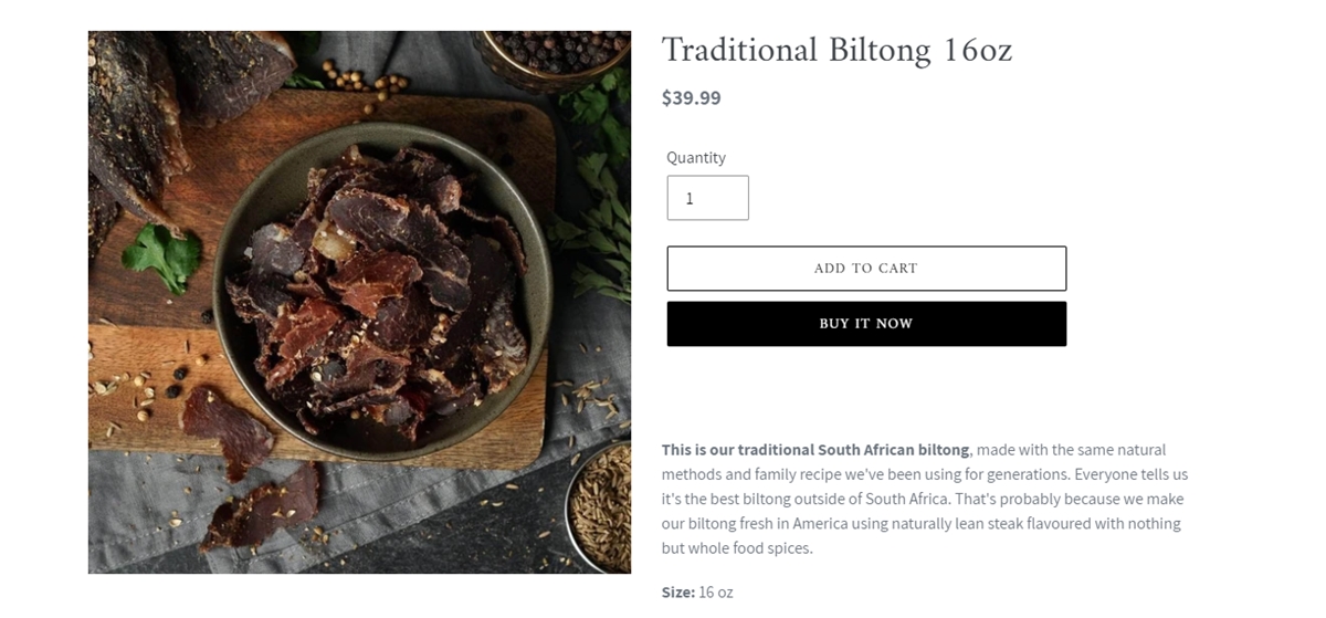 Traditional Biltong from Bull & Cleaver