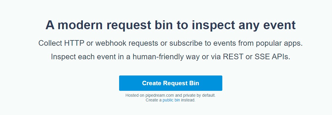 Create a new bin for testing in RequestBin