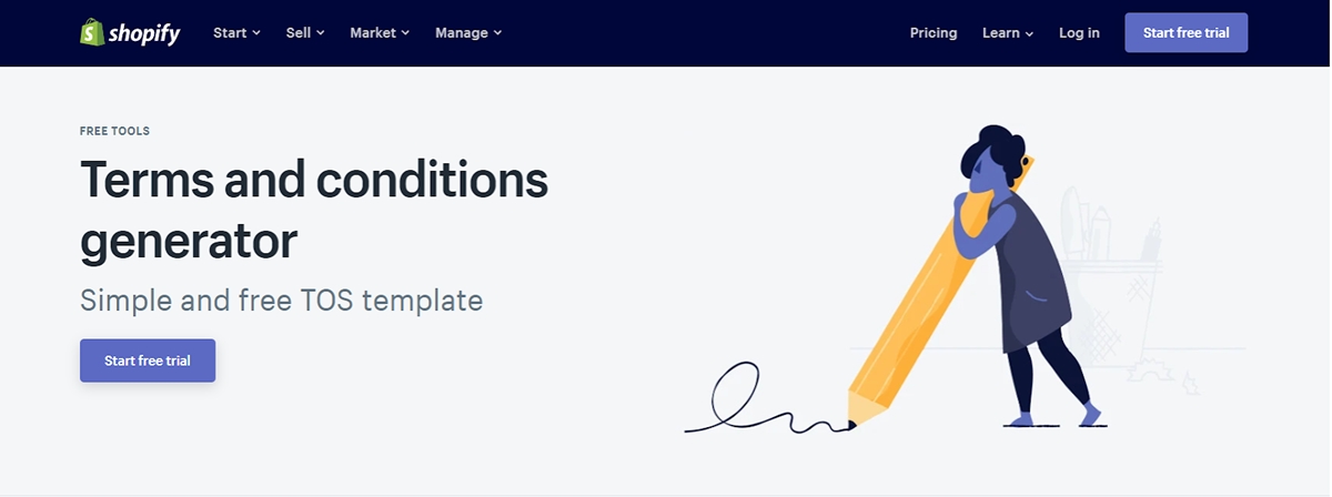Best terms and conditions generators: Shopify terms and conditions generator - custom generator from Shopify